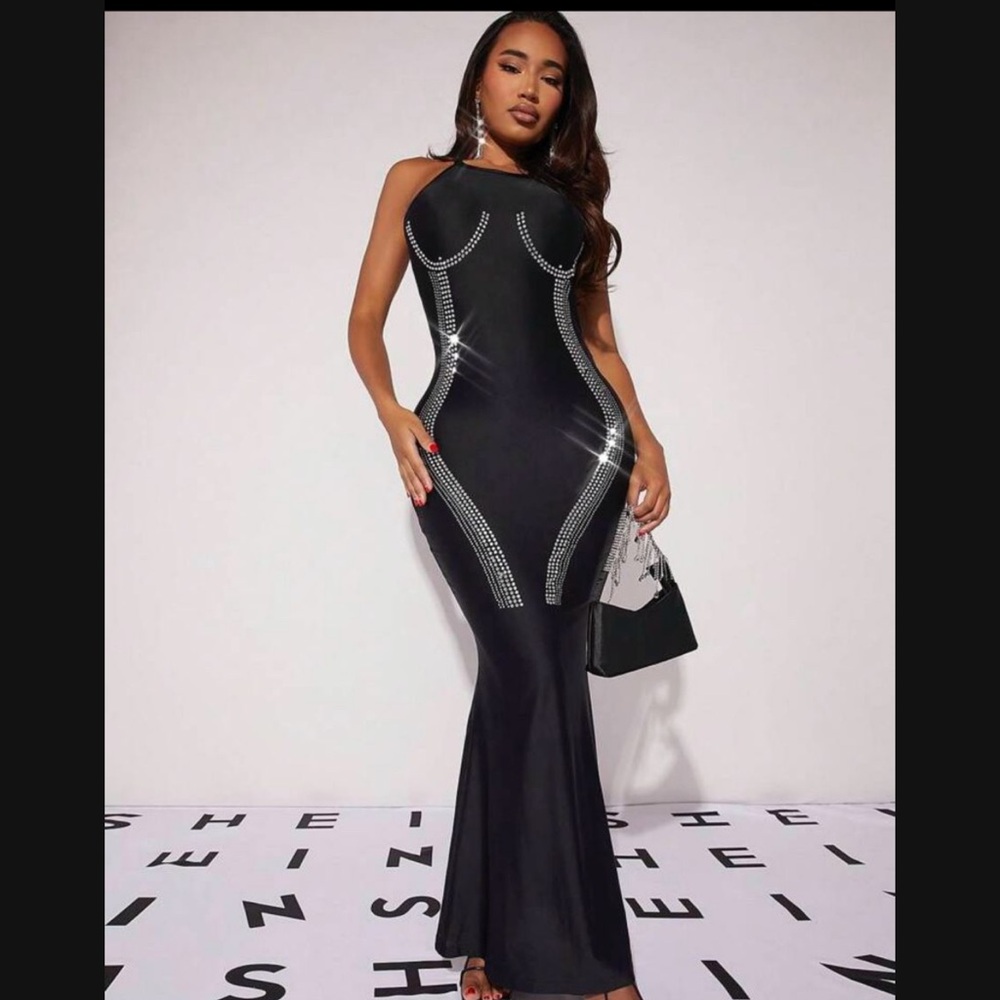 Elegant Black Sheath Dress with Silver Accents